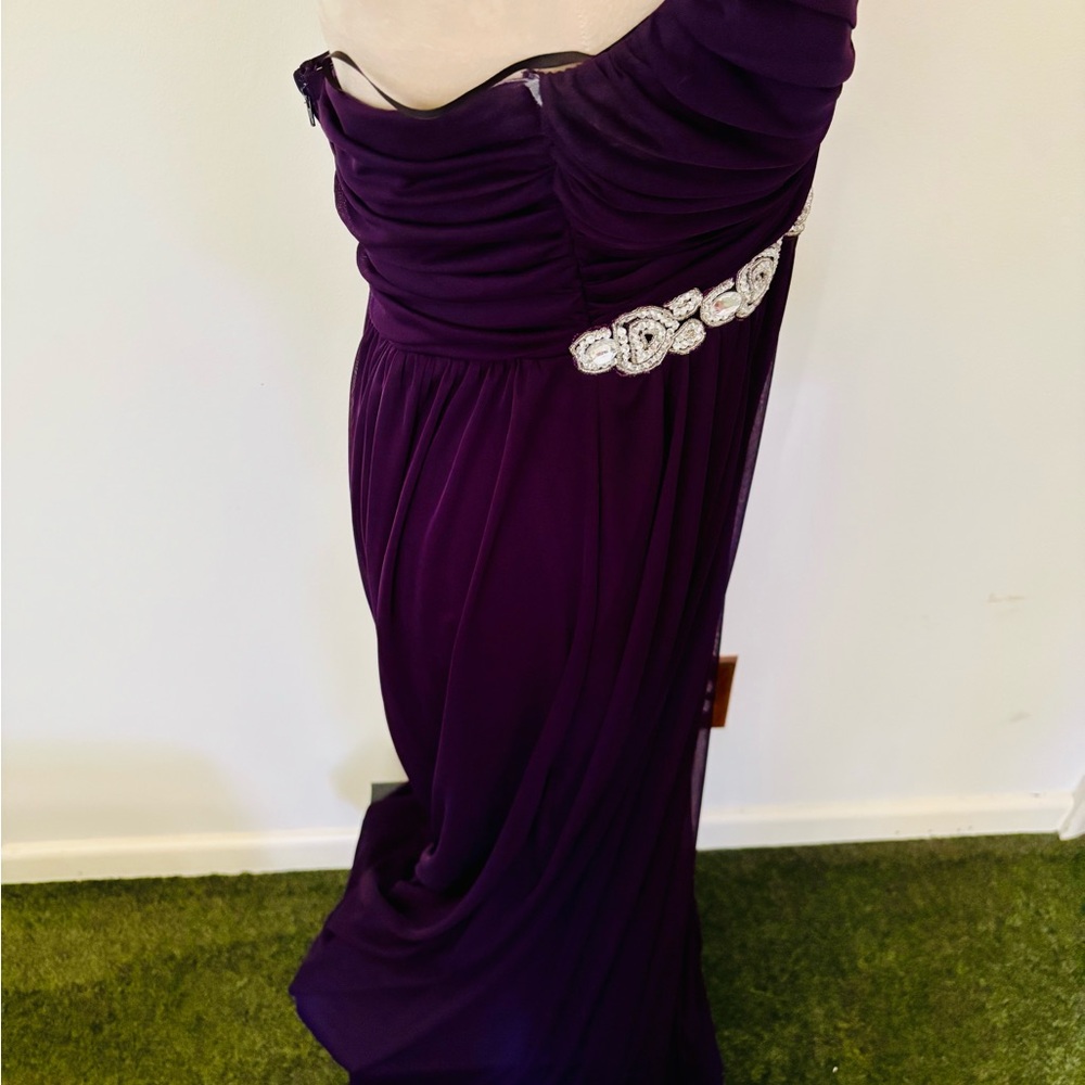 City Triangles Sz 17 Deep Purple Strapless Dress with Jewel Embellished Waist - Picture 6 of 12